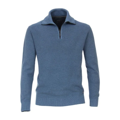 Afbeelding van Casa Moda Halfzip Trui Blauw maat 4XL Heren Schipperstrui met Regular fit Pasvorm Katoen