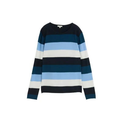 Afbeelding van TOM TAILOR Damestrui, 38578 Big Teal Knit Stripe, L