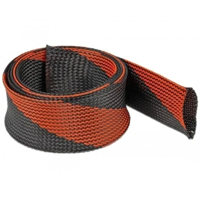 Afbeelding van Delock Gevlochten kous Rekbaar 2 m x 50 mm Zwart Rood