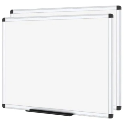 Afbeelding van VIZ PRO Magnetisch droog uitwisbaar whiteboard, zilverkleurig aluminium frame, 2 stuks, 90 x 60 cm