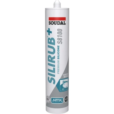 Afbeelding van Soudal Silirub+ S8100 Neutraal Sanitairkit Zwart 300 ml 135727