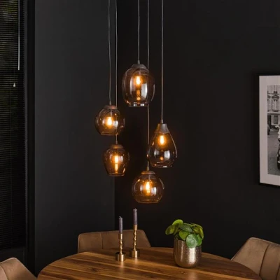 Afbeelding van Hoyz Hanglamp 5L Mix Getrapt Chromed Glas