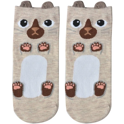 Afbeelding van Clayre &amp; Eef Grappige Sokken one size Beige Polyester Kat