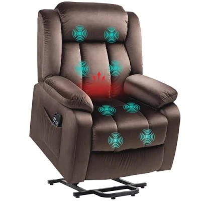 Afbeelding van HOMCOM Relaxfauteuil Sta op functie Vibratiemassage Bruin
