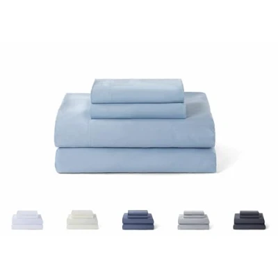 Afbeelding van Todocama Beddengoedset, 4 delig, 5003, hoeslaken, sprei, 2 kussenslopen 50 x 80 cm, voor bed 90 190/200 lichtblauw