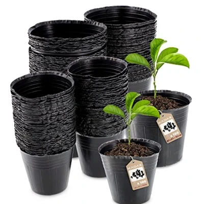 Afbeelding van KADAX Bloempot voor zaailingen, kweekpotten van kunststof, kweekpot, zaaigoed, bloempotten plastic pot (200 stuks, 100 x diameter 6 cm en 9,5 cm), zwart