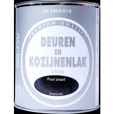 Afbeelding van Hermadix Deuren en Kozijnenlak Puur Zwart Zijdeglans 750 ml