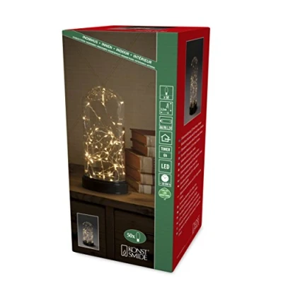 Afbeelding van KONSTSMIDE Decoratieve ledverlichting Kerst versiering Glazen led koepel met zilverkleur. Draad, 50 amberkleurige dioden (1 stuk)