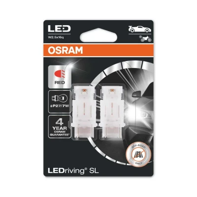 Afbeelding van Osram P27/7W LED Retrofit Rood 12V W2.5x16q 2 Stuks