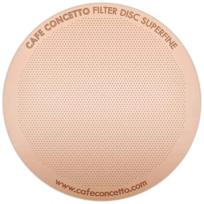 Afbeelding van CAFE CONCETTO Filter voor gebruik in AeroPress Go/AeroPress koffiezetapparaten Disc Superfine Herbruikbaar Premium gecoat roestvrij staal (roségoud, metaal) inclusief brouwtips