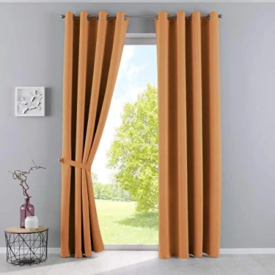 Afbeelding van Gardinenbox Ondoorzichtige NewYork« oranje H x B 245 140 cm 2 pack thermische gordijnen verduisteringsgordijn verduisterende oogjes geluidsisolerend Öko Tex UV bescherming vouwhouder 201920600
