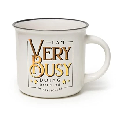 Afbeelding van Legami Cup Puccino, mok van porselein, New Bone China, thema Very Busy, Take a Break Collection, inhoud 350 ml, vaatwasmachinebestendig, magnetronbestendig