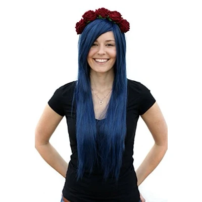 Afbeelding van Prettyland C950 Langhaar Lange Pruik 80cm Recht Lucky Star Turquoise Blauw Koningsblauw