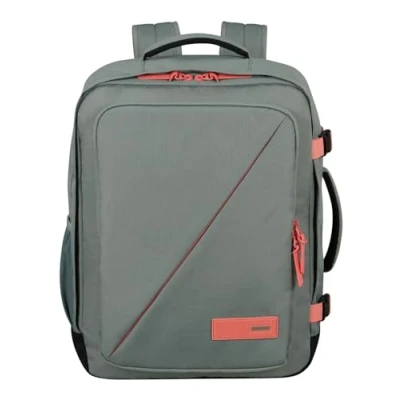 Afbeelding van American Tourister Take2Cabin Ryanair/Wizz Air/Vueling handbagage, 40 x 30 20 cm, 26,5 l, 0,60 kg, vliegtuigrugzak MS, grijs/roze (salie/koraal)