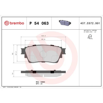 Afbeelding van Brembo Remblokset P 54 063