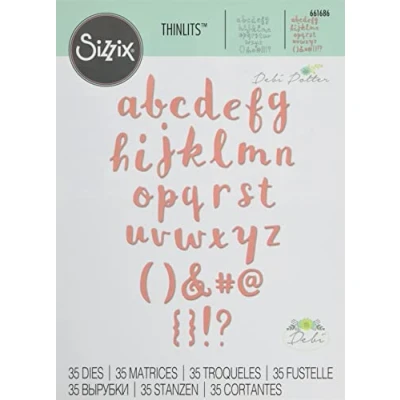 Afbeelding van Sizzix Thinlits Die Set 661686, Alfabet, 38 Pack, Multi Colour, One Size, Metaal, Borstel Kleine Letters Alpha door Debi Potter