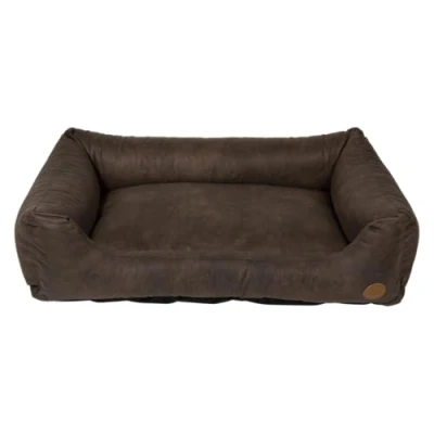Afbeelding van JACK AND VANILLA Hondenbank JV Classy duurzame en comfortabele slaapmand voor honden kunstleer, kleur bark, L, 100 x 70 27 cm