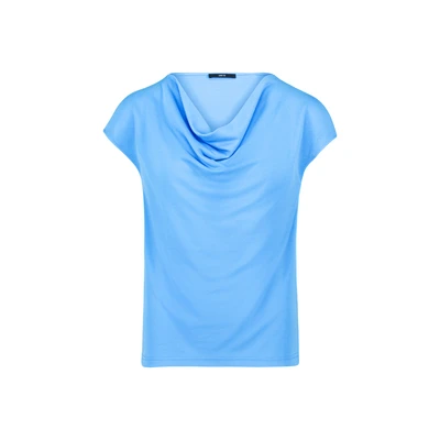 Afbeelding van zero MIT Wasserfallausschnitt Tshirt basic, Dames, Maat: 34, Ocean blue