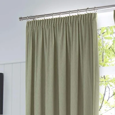 Afbeelding van Fusion Saliegroen verduisterende gordijnen 117 x 137 cm Potloodplooi in groen 2x panelen Thermische voor slaapkamer en woonkamer Geplooide
