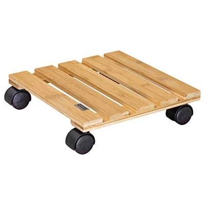 Afbeelding van WAGNER Plantentrolley BAMBOO 29 x 7 cm I Bloementrolley voor binnengebruik Bakwagen van hout, blank bamboe Draagvermogen 100 kg 20026501