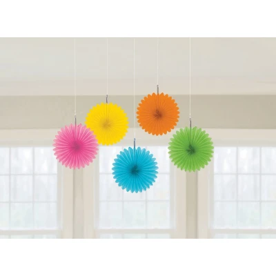 Afbeelding van Mini waaiers multikleur blauw 5 stuks
