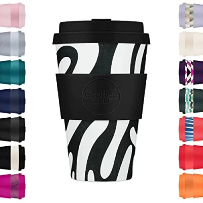 Afbeelding van Ecoffee Cup Manasa&#039;s Run PLA Koffiebeker to Go 400 ml Zwart Siliconen
