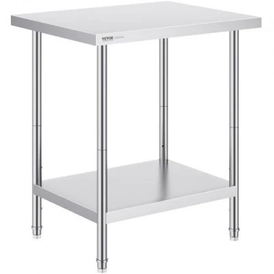 Afbeelding van VEVOR Werktafel van roestvrij staal, 61 x 76,2 86,4 cm, voedselbereidingstafel, belasting 317,5 kg, 3 verstelbare hoogtes, opbergkast voor levensmiddelen, keuken, restaurant
