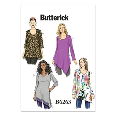 Afbeelding van Butterick Patterns Pattern 6263 RR, damestuniek, maten 18W 20W 22W 24W, Georgette