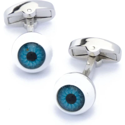Afbeelding van Manchetknopen Blauwe Ogen Oogbol Wit en Blauw