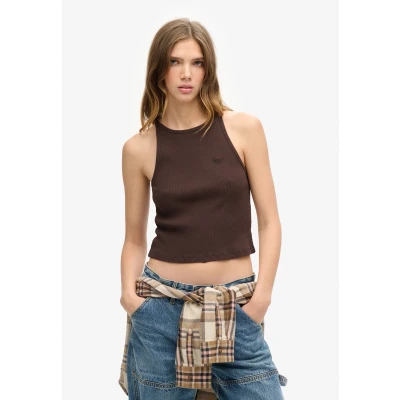Afbeelding van Superdry Essential LOGO Racer Top, Dames, Maat: 34, Dark brown