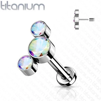 Afbeelding van Piercing push in CZ set multi kleur 1.2x8