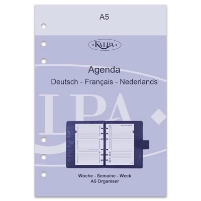 Afbeelding van Kalpa 6 ringmappen, navullen, persoonlijke organizer, afsprakenplanner, inlag, agenda, 2024, A5, 1 week op 2 pagina&#039;s