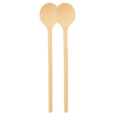 Afbeelding van teemando® 2 x ronde merk kooklepel van hout, 30 cm, voor koken en bakken