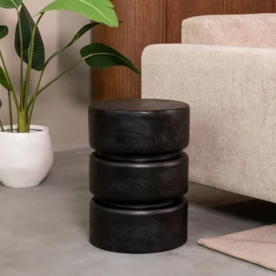 Afbeelding van Label51 Milly bijzettafel zwart mangohout Hout