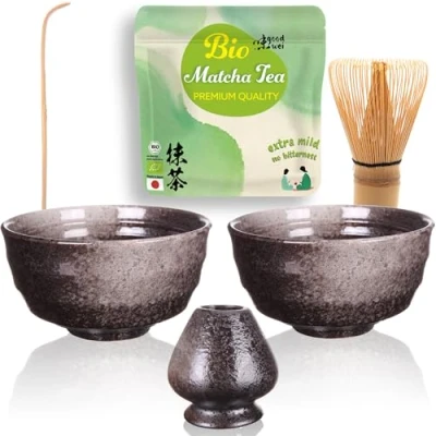 Afbeelding van Goodwei Matcha set Duo met houder en 30 Premium Bio thee (Goma)