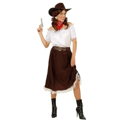 Afbeelding van Widmann Cowboy &amp; Cowgirl Kostuum Schietgrage Anita Vrouw Bruin, Wit / Beige XXL Bierfeest Verkleedkleding