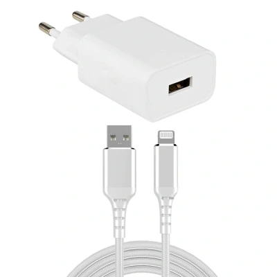 Afbeelding van USB A oplader + lightning kabel 1000 mA Allteq