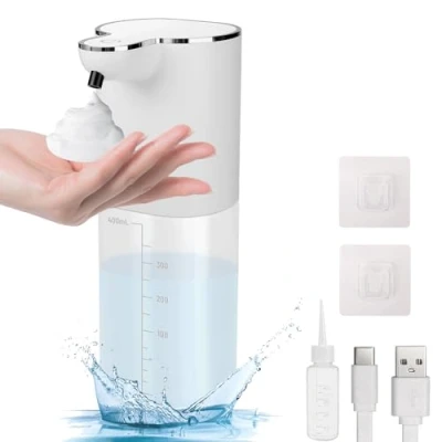 Afbeelding van Automatische zeepdispenser, 400 ml, wandbevestiging met sensor, 4 instelbare standen, USB oplaadbaar, IPX5 waterdicht, elektrische zeepdispenser voor keuken en badkamer