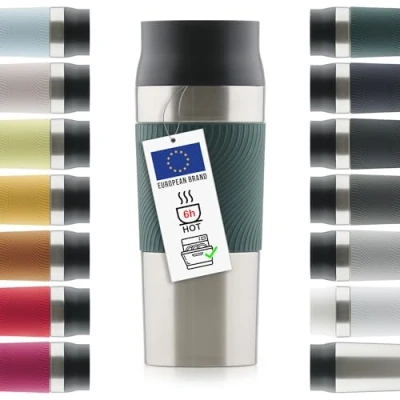 Afbeelding van Blumtal Thermosbeker Classic Lekvrij, BPA Vrij en Vaatwasserbestendig Hoge Kwaliteit Thermosfles met Quick Press Sluiting Travel Mug 500 ml Donkergroen