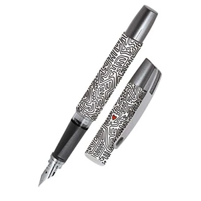 Afbeelding van Ergonomische vulpen voor linkshandigen school Online Campus Hearts iridium veer M (medium) robuust, gebruikt inktpatronen, navulbaar, meisjes/jongens/volwassenen, 61184/3D