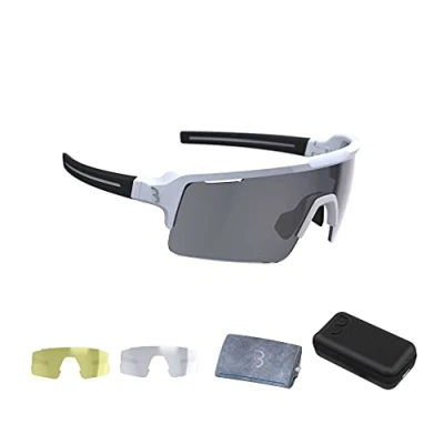 Afbeelding van BBB Cycling Unisex Adult Fiets Sportbril Modern Groot Glas Grilamid MTB Racefiets Grind Dames en Heren Wit Fuse BSG 65, Mat Wit, One Size