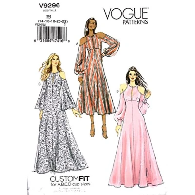 Afbeelding van Vogue Patterns V9296E50 Special Occasion damesjurk, tissue, groen, 14 16 18 20 22&quot;