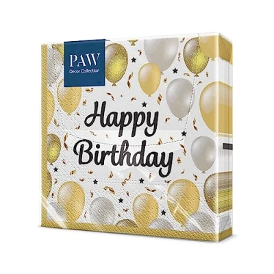 Afbeelding van PAW Papieren Servetten 3 laags (33 x 33 cm) I 20 Stuks Gedrukt met Inkt op Waterbasis Verjaardag Decoratie Tafelversiering Natuur, Dieren Motief Kleur: Julietta