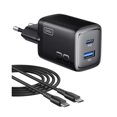 Afbeelding van INIU 30W USB C Oplader, 2 Poorts [USB + A] Meervoudige Voedingsadapter met Kabel, PD 3.0 Snellader, voor iPhone 16 15 14 Pro Max, iPad, Samsung S24 Ultra Note, Google, enz.