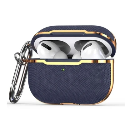 Afbeelding van AirPods Pro / 2 hoesje Hardcase Plated series Donkerblauw + goud Optimale bescherming voor jouw