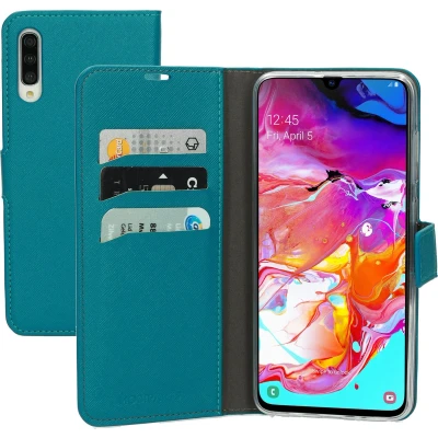Afbeelding van Mobiparts Saffiano Wallet Case Samsung Galaxy A70 Turquoise