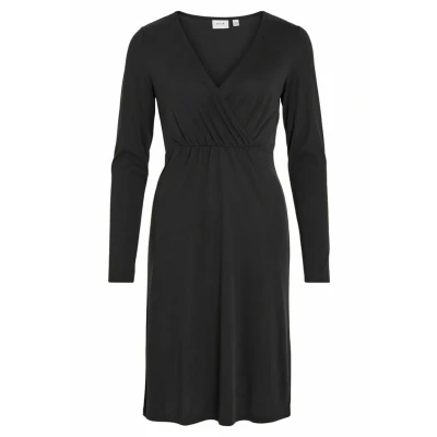 Afbeelding van Vila VIMODALA L/S WRAP MIDI SU NOOS Jurk, zwart, XS, XS