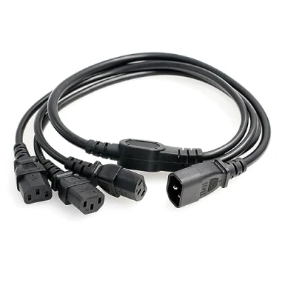 Afbeelding van HangTon USV PDU Computer PC stroomverdelerkabel IEC320 C14 tot 3 x C13 10A 250V verlengkabel (c14 3xc13 (1m))