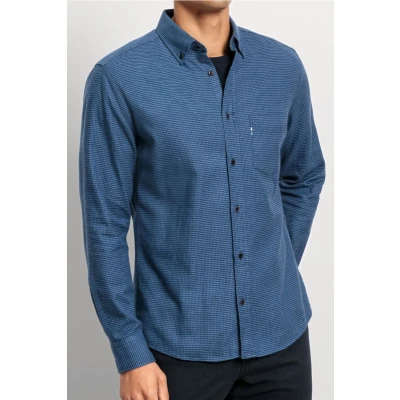 Afbeelding van OLYMP Casual Regular Fit Flanellen Overhemd marine, Pied De Poule