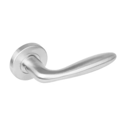 Afbeelding van Deurklink Jupiter op rozet met 7mm nok geborsteld RVS